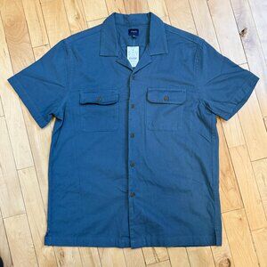 J. Crew Button Up Camp Collar Shirt Men's Medium Short Sleeve Blue NEW w/ Tags